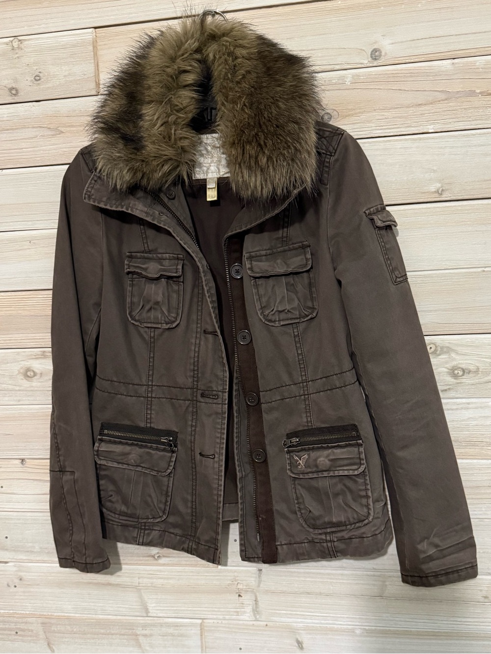 American Eagle Outfitters utility Jacket with Faux Fur Collar
